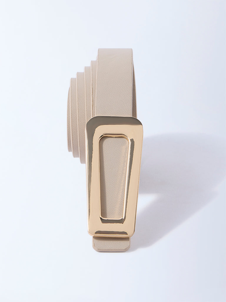 Westside Accessories Beige Triangle Buckle Belt