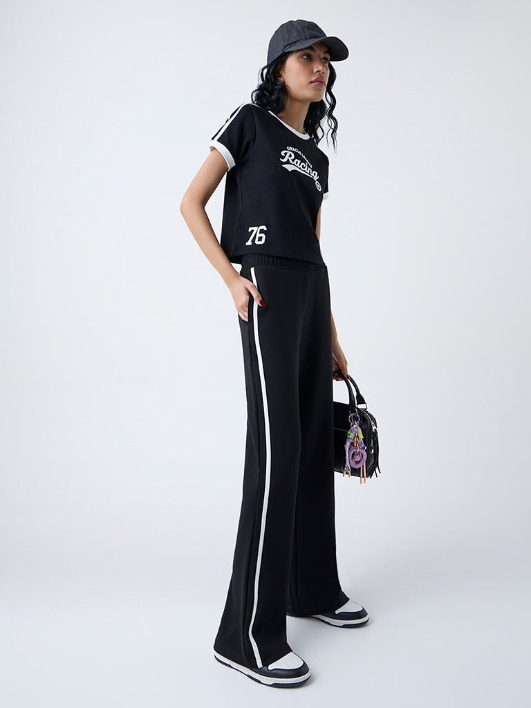 Studiofit Black Striped High-Rise Pants