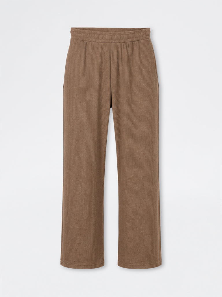 Nuoflexx Light Brown Ribbed High-Rise Pants
