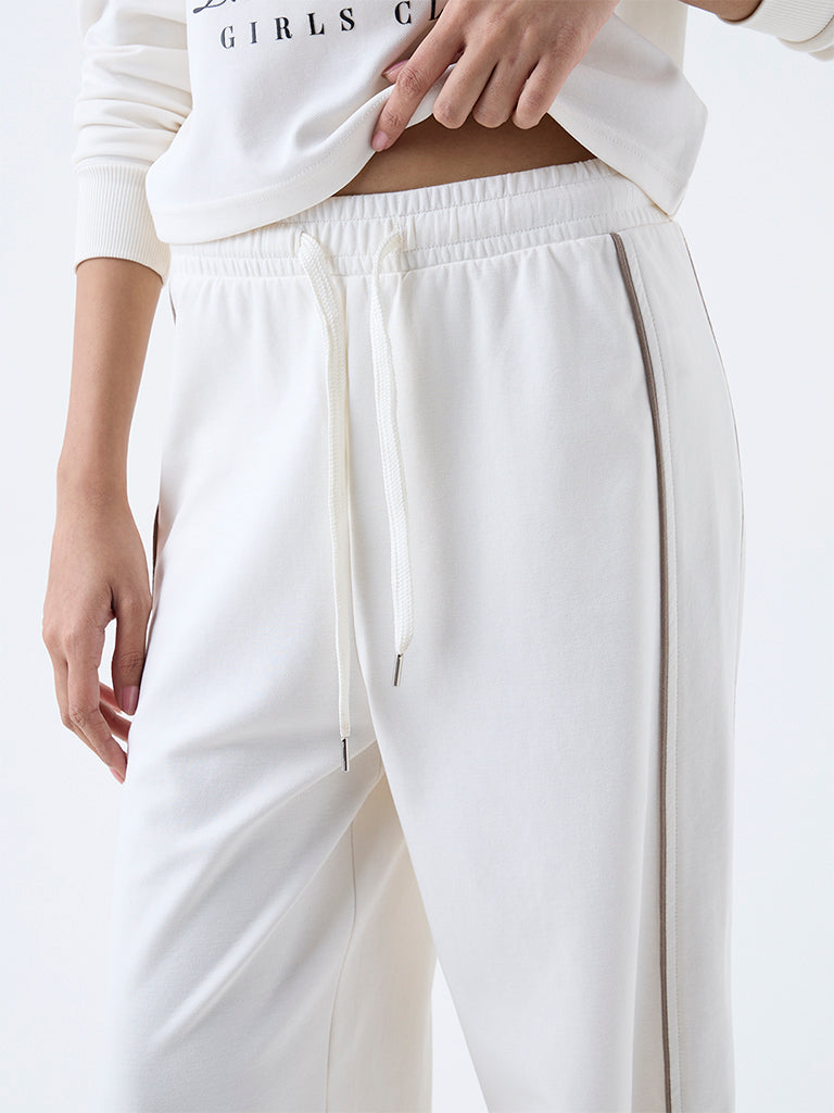 Studiofit Off-White High-Rise Cotton-Blend Pants