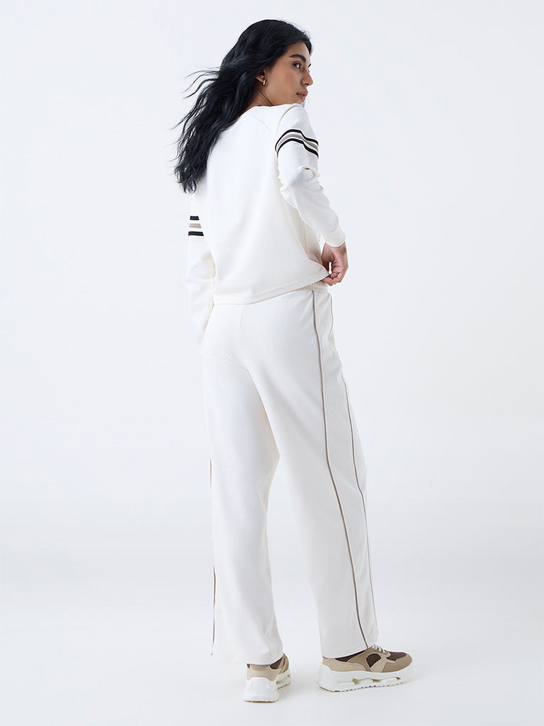 Studiofit Off-White High-Rise Cotton-Blend Pants