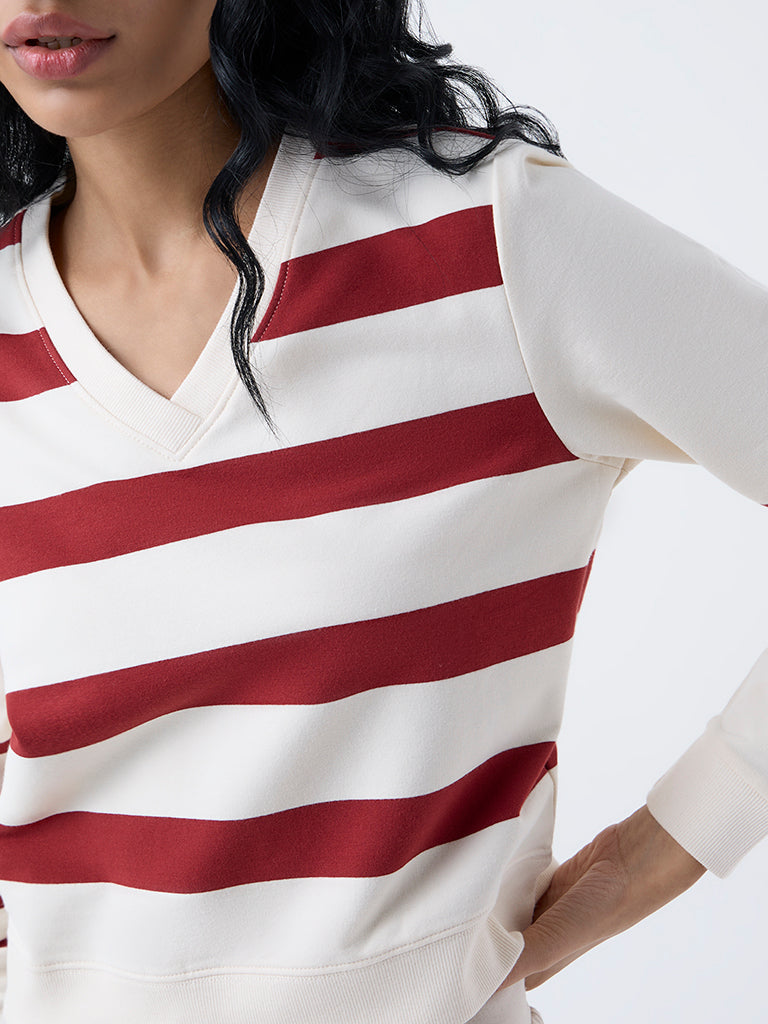 Studiofit Rust Striped Cotton-Blend T-Shirt