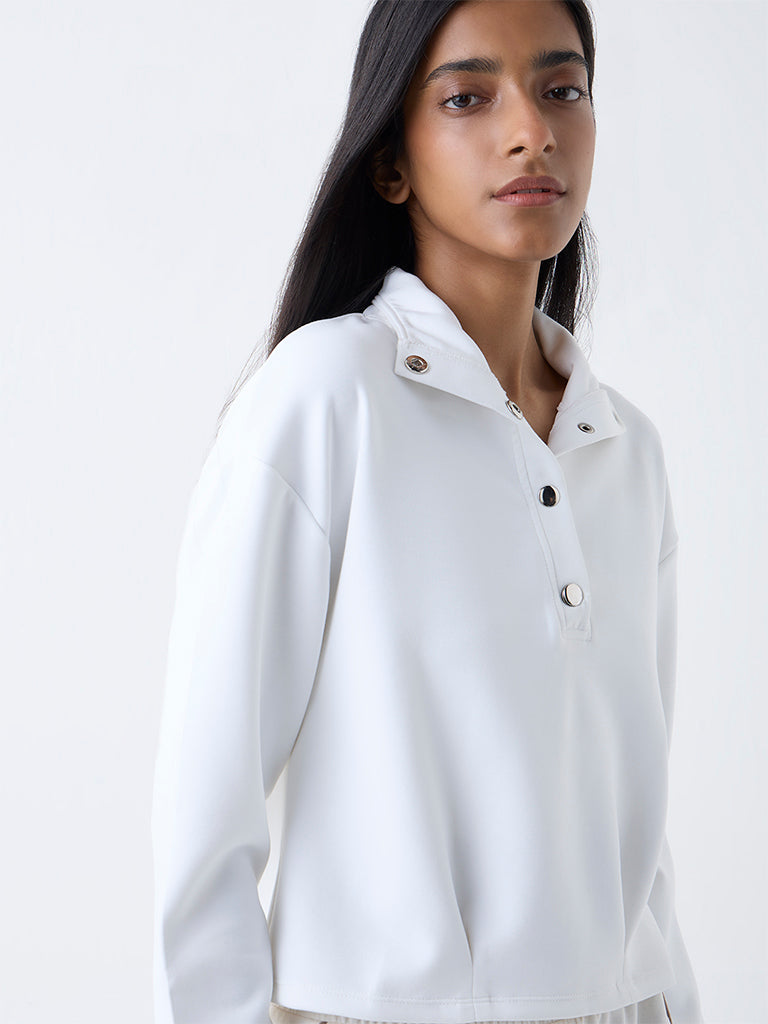 Studiofit White Solid T-Shirt