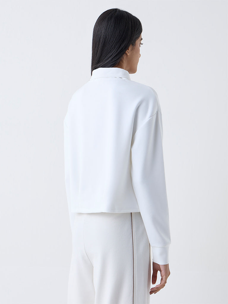 Studiofit White Solid T-Shirt