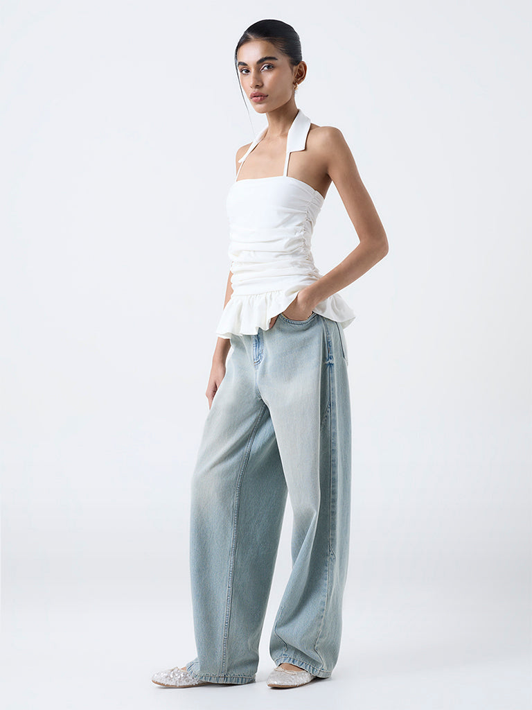 Nuon White Ruched Top