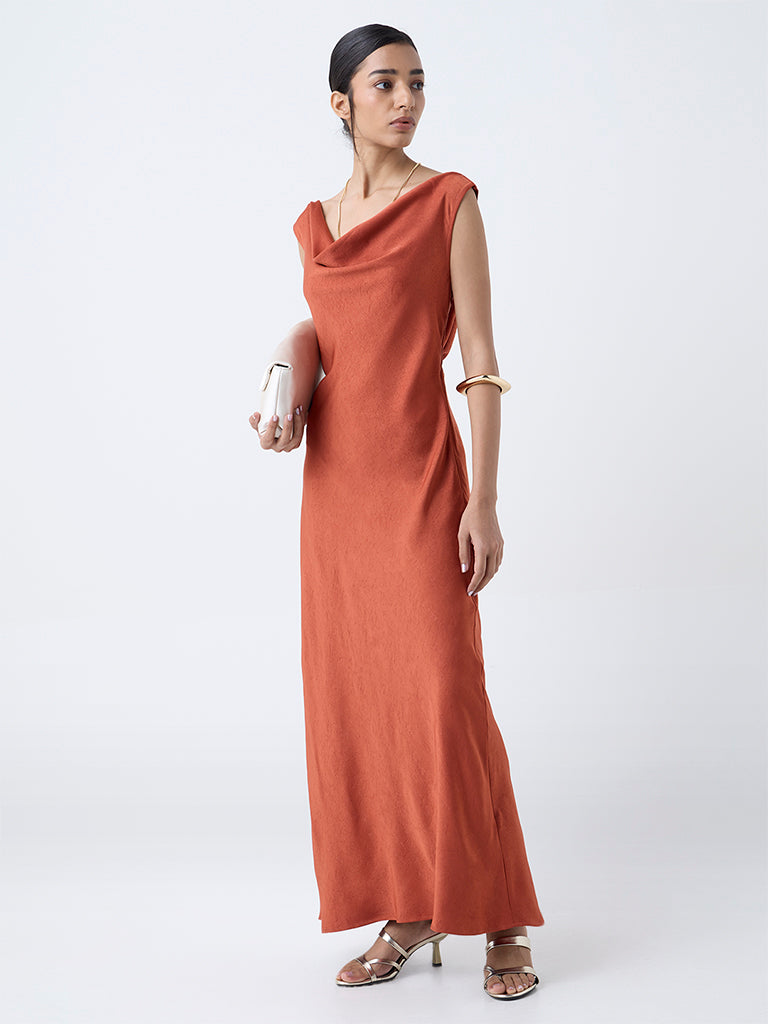 Wardrobe Orange Textured Maxi Dress