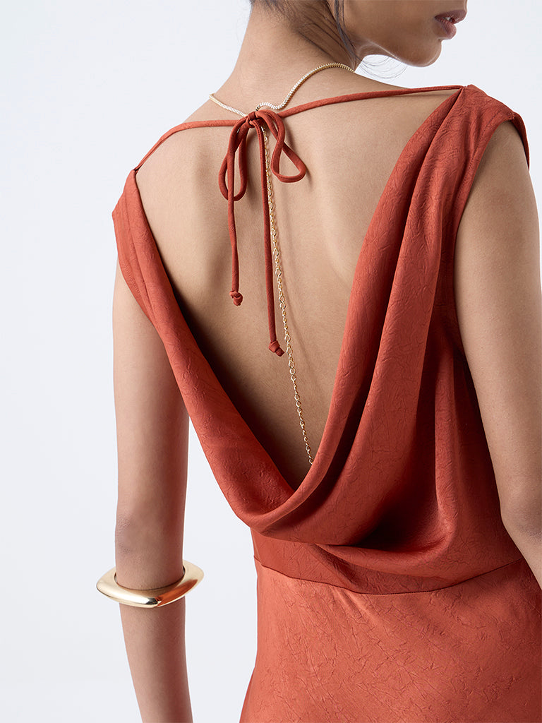 Wardrobe Orange Textured Maxi Dress