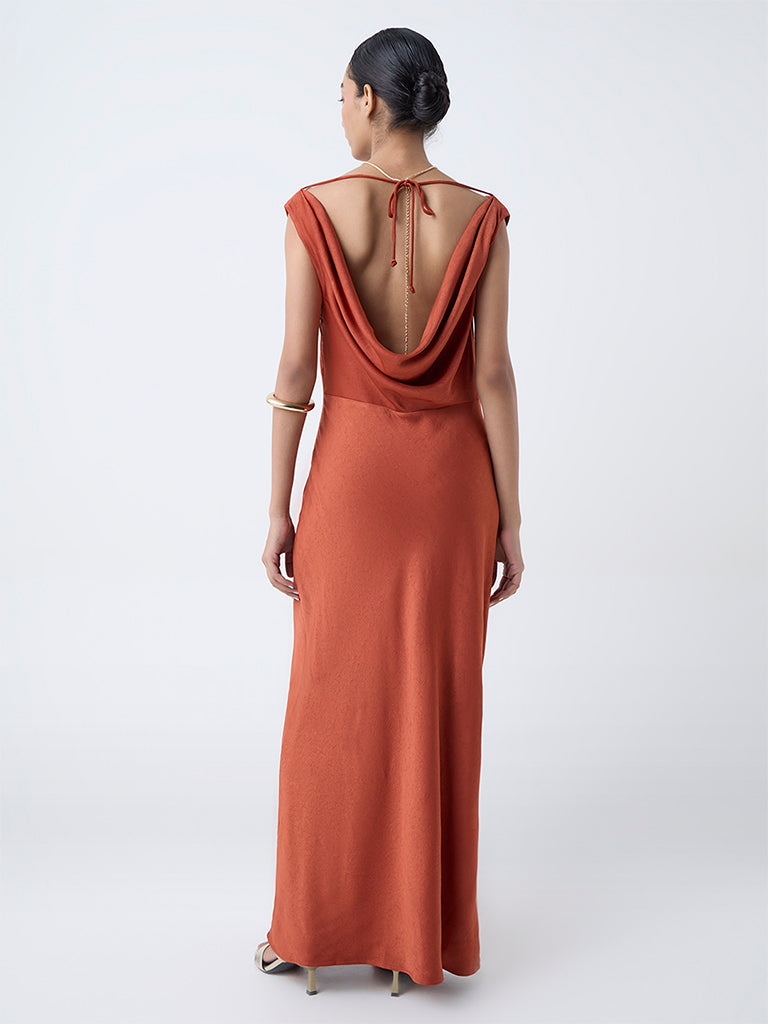 Wardrobe Orange Textured Maxi Dress