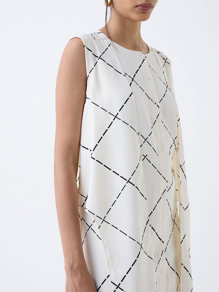 Wardrobe Off-White Geometric Printed A-Line Dress