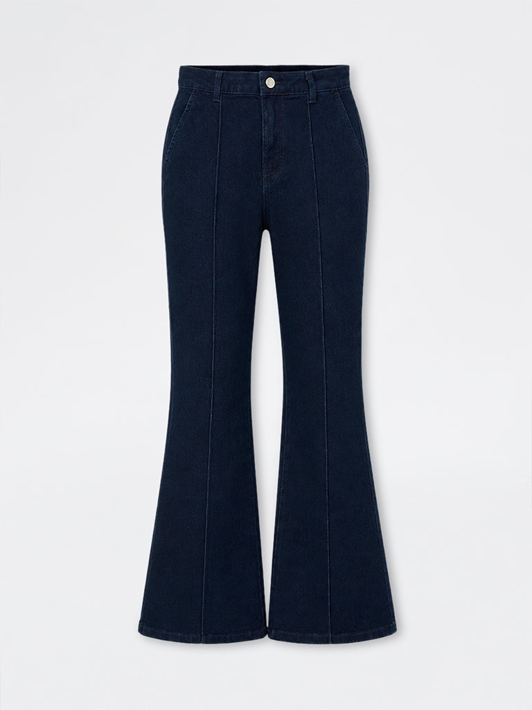 LOV Dark Blue Flared High-Rise Jeans