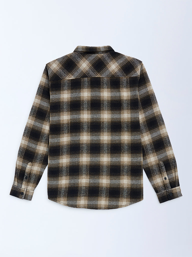 Boys Black Flannel Checks Design Cotton Shirt