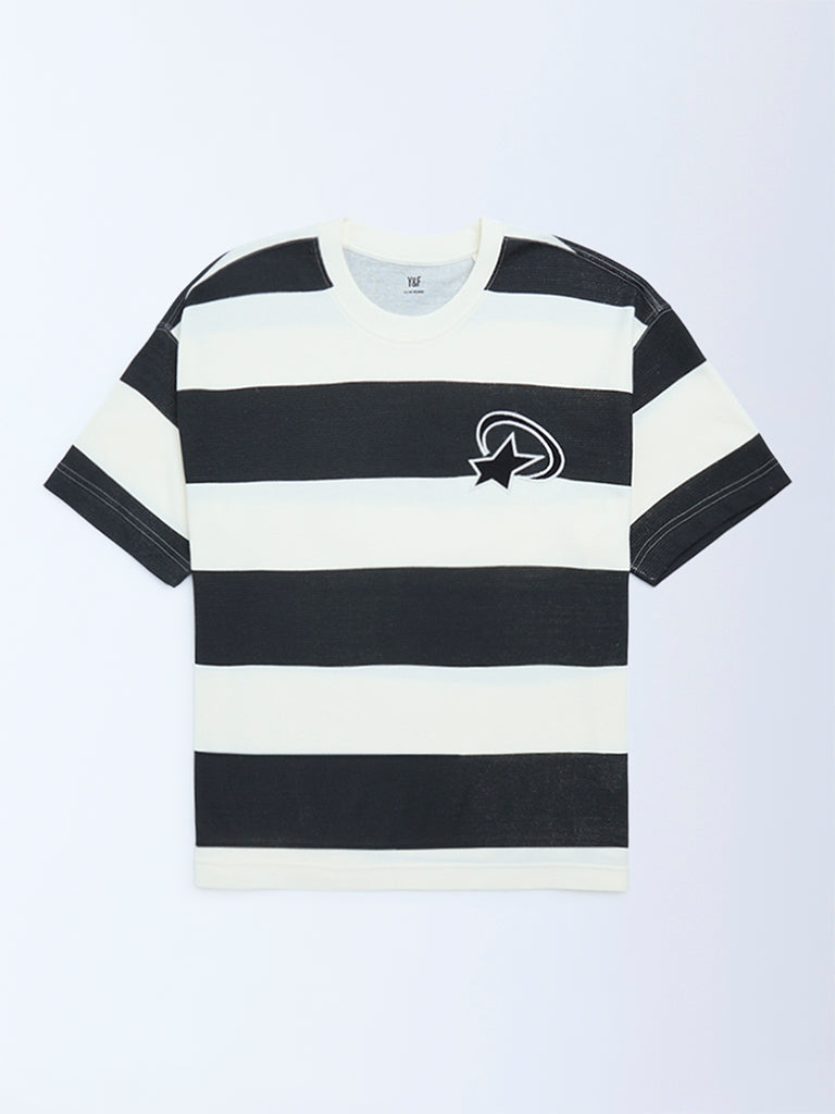 Buy Y&F Teen Boys Black Striped T-Shirt from Westside