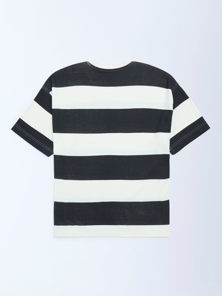 Boys Black Striped T-Shirt