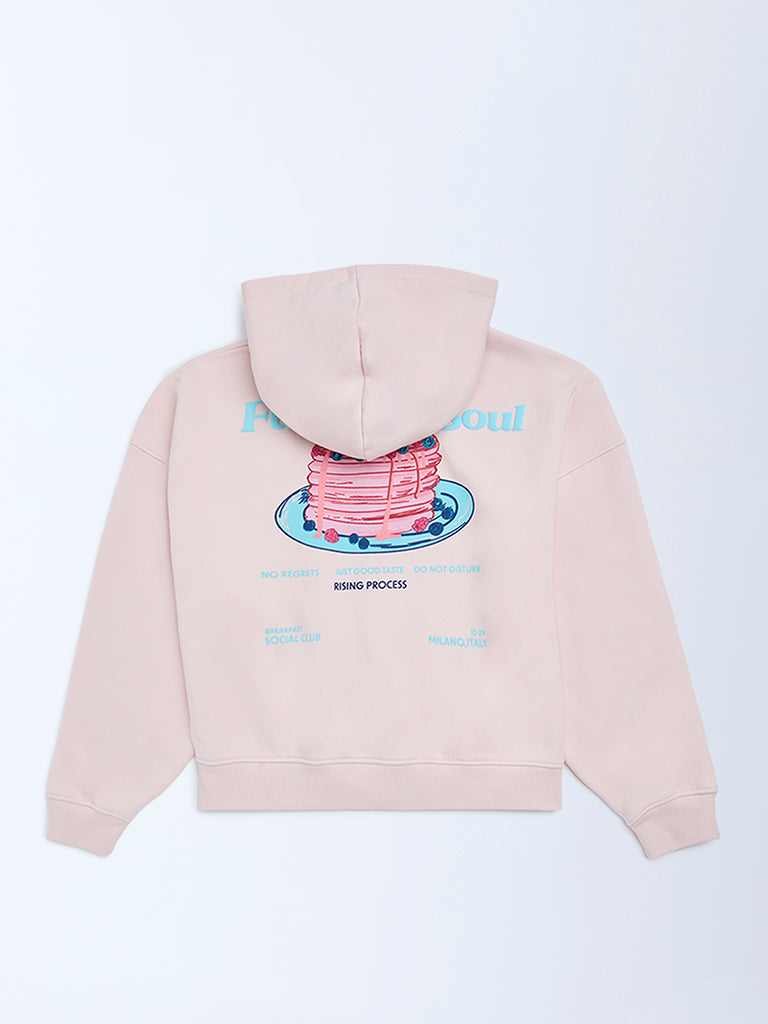 Girls Pink Cotton-Blend Hoodie