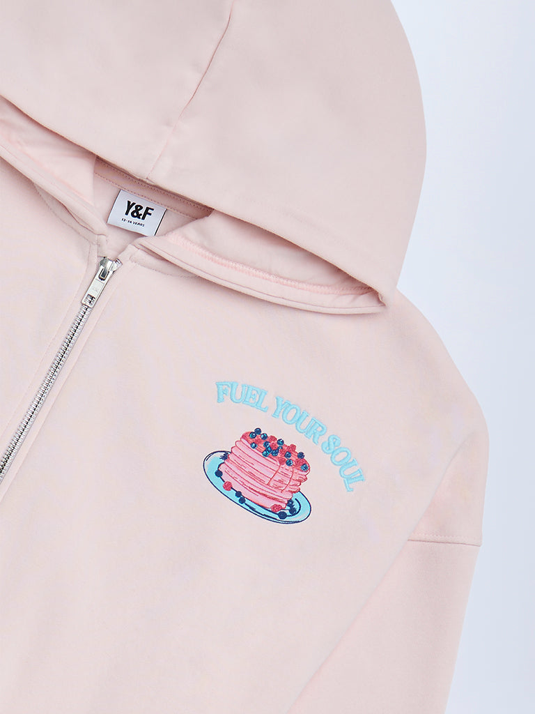 Girls Pink Cotton-Blend Hoodie