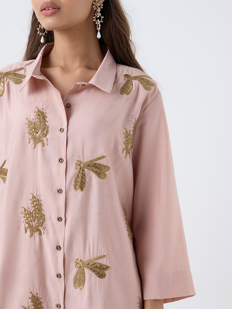 Vark Blush Pink Sequin Embellished Ethnic Set