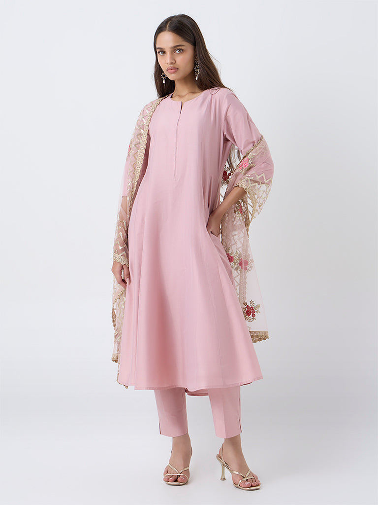 Vark Pink Anarkali Ethnic Set