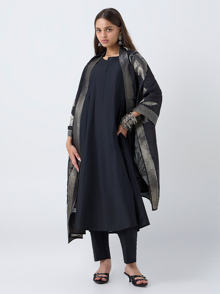 Vark Black Anarkali Ethnic Set