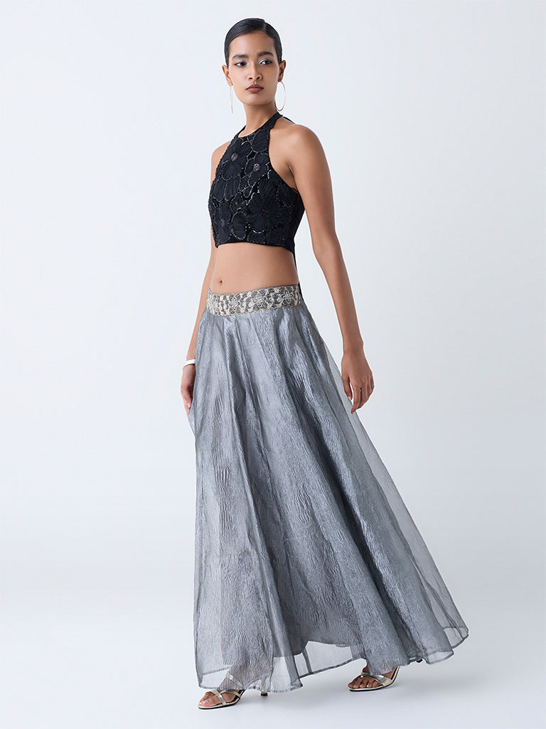 Vark Black Embellished Top