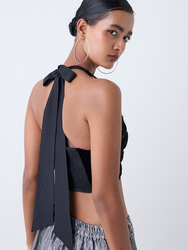 Vark Black Embellished Top