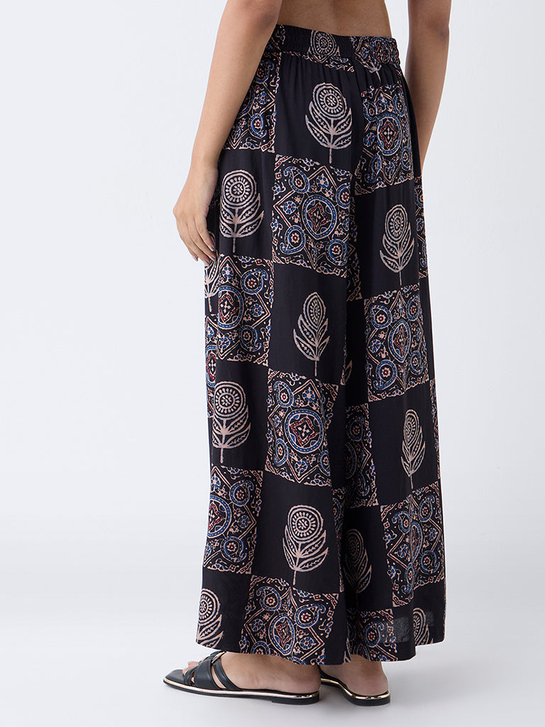 Utsa Black Printed Palazzos