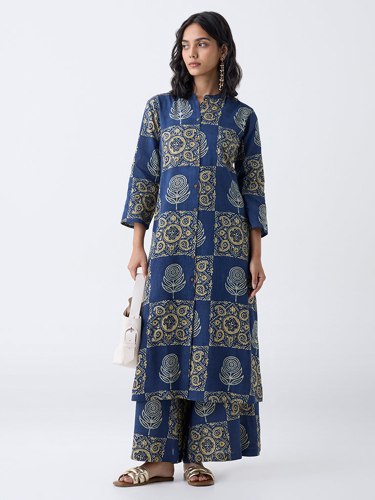 Utsa Blue Printed Palazzos