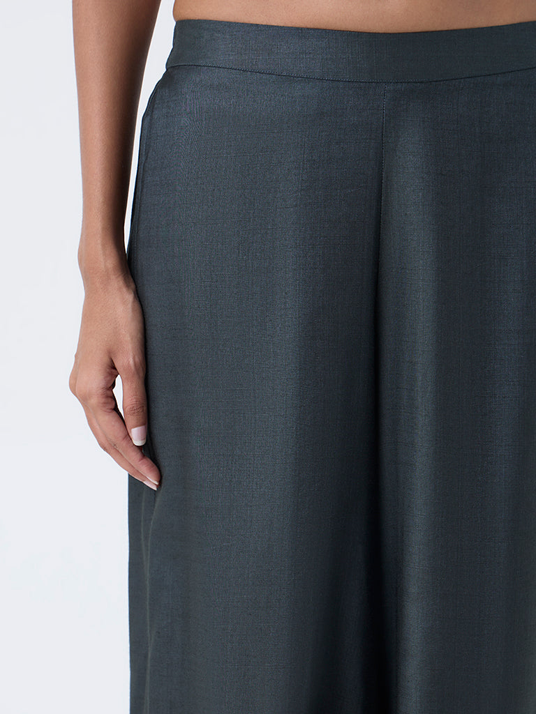 Zuba Dark Green Solid Palazzos