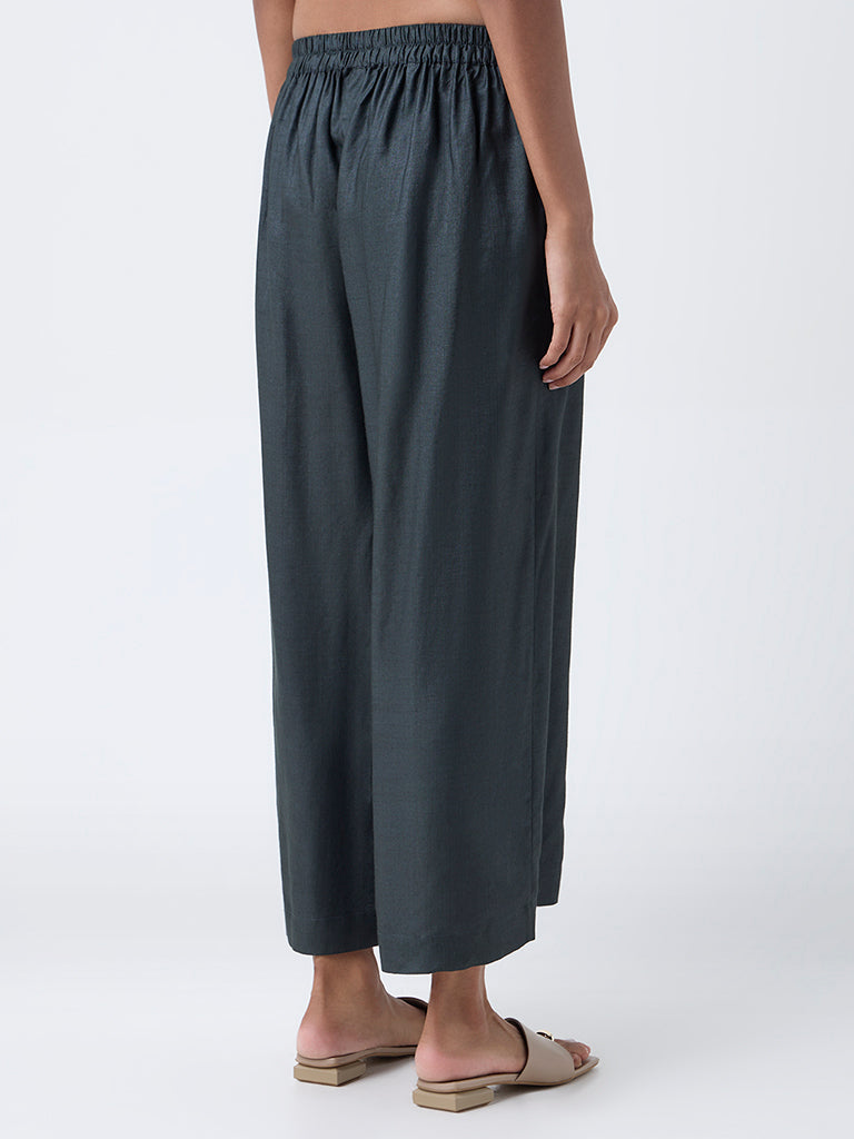 Zuba Dark Green Solid Palazzos