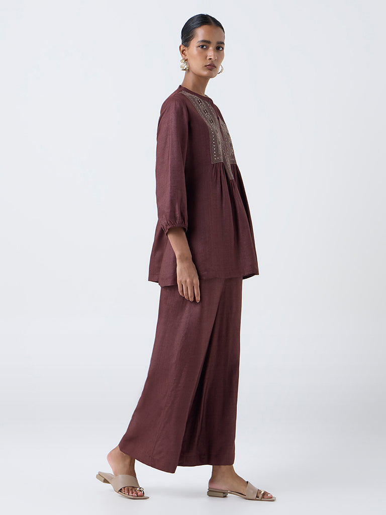 Zuba Wine Solid Palazzos