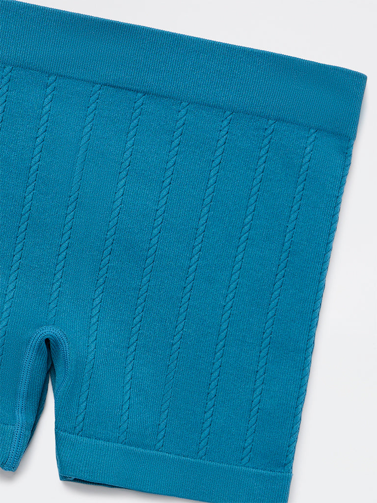 Superstar Teal Cable-Knit Seam-Free Boy Shorts Briefs