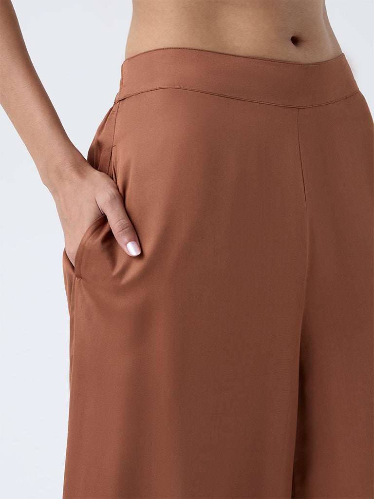 Zuba Brown Solid Palazzos
