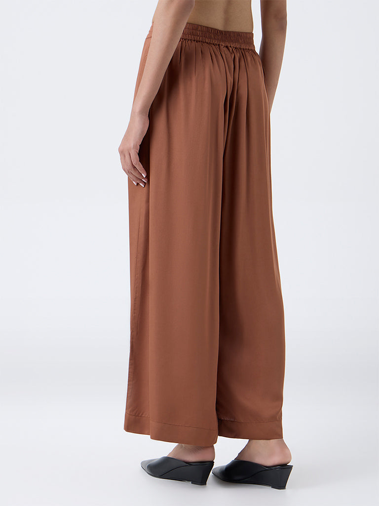 Zuba Brown Solid Palazzos