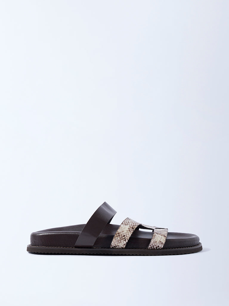 LUNA BLU Dark Brown Dual Strap Sandals