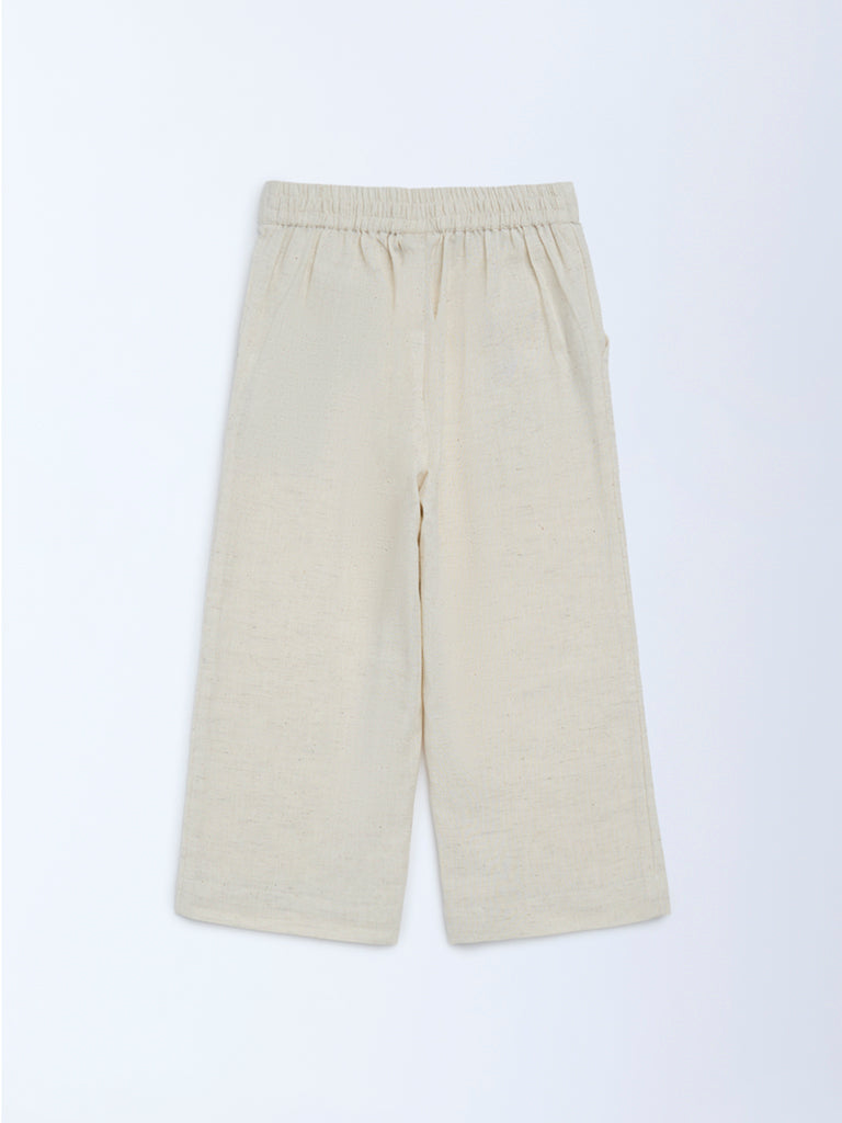 Utsa Kids Girls Off-White Cotton-Blend Pants - (2-8 yrs)