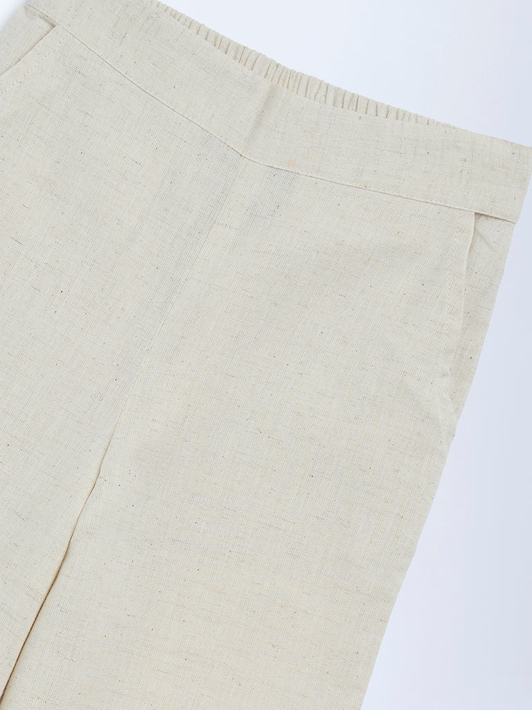 Utsa Kids Girls Off-White Cotton-Blend Pants - (2-8 yrs)