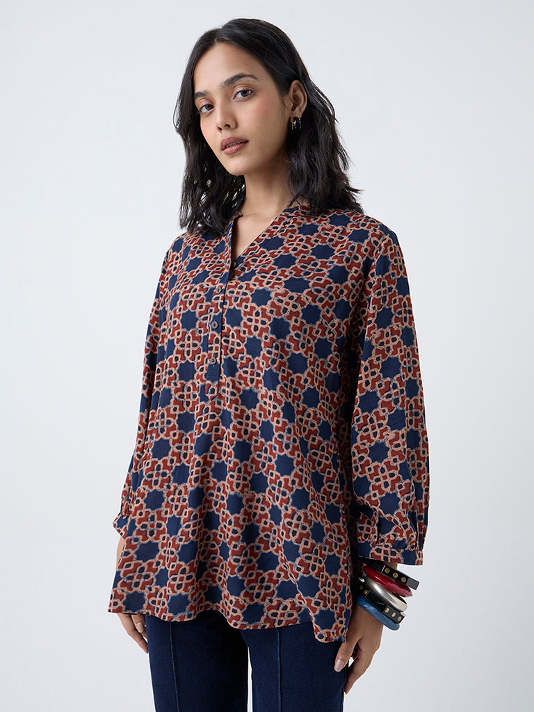 Utsa Indigo Printed Tunic