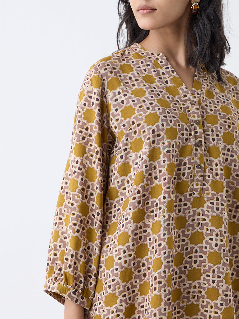Utsa Mustard Printed Tunic