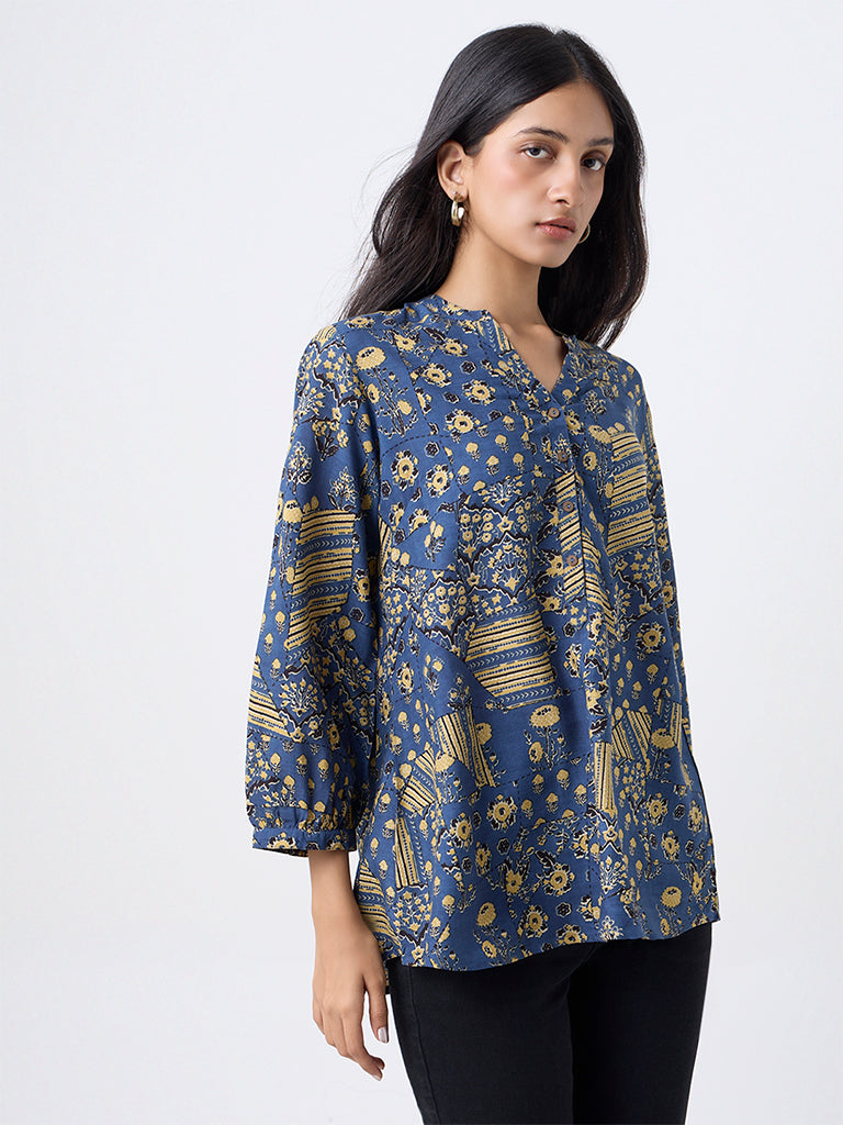 Utsa Dusty Blue Printed Tunic
