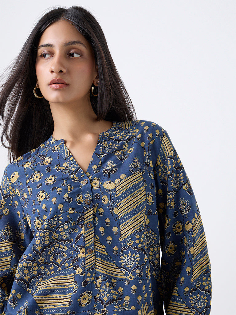 Utsa Dusty Blue Printed Tunic