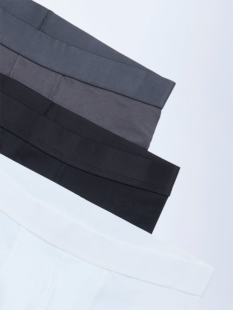 WES Lounge White Cotton Trunks - Pack of 3