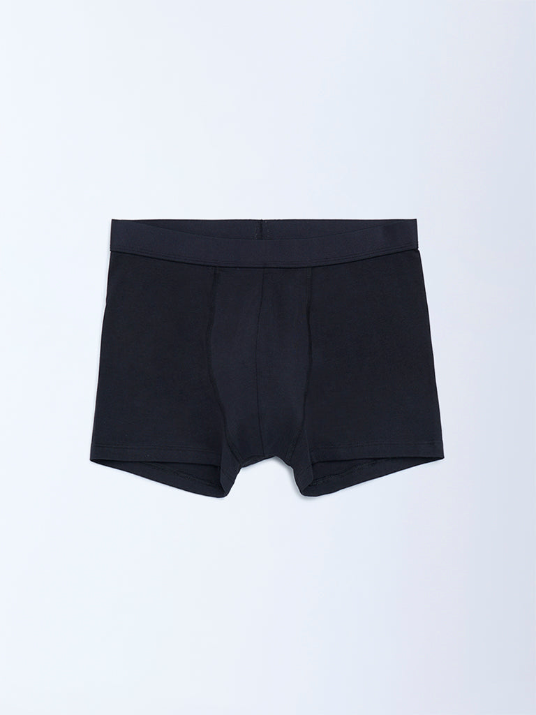 WES Lounge Black Cotton Trunks - Pack of 3