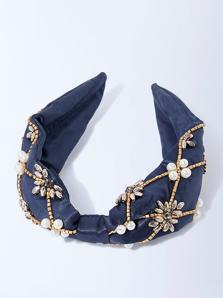 Westside Accessories Navy Embellished Hairband
