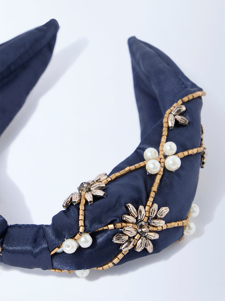 Westside Accessories Navy Embellished Hairband