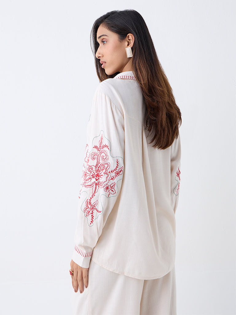 LOV Off-White Embroidered Shirt