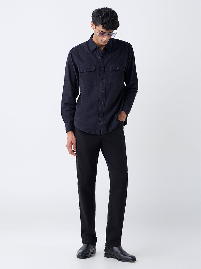 WES Casuals Navy Relaxed-Fit Corduroy Shirt