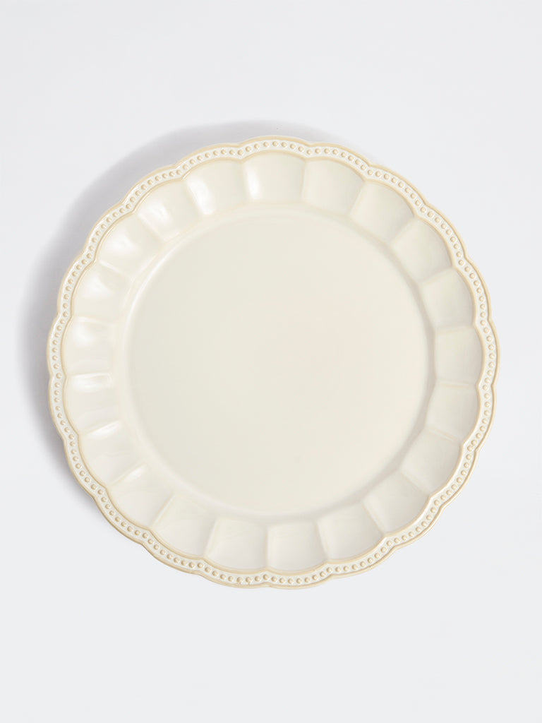 Westside Home Off-White Vera Beaded Dinner Plate