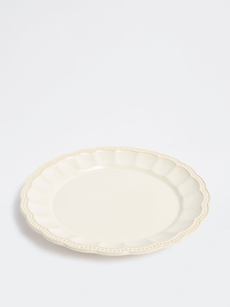 Westside Home Off-White Vera Beaded Dinner Plate