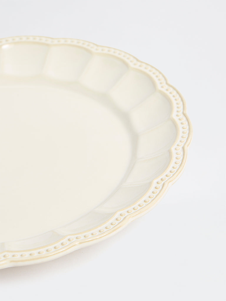 Westside Home Off-White Vera Beaded Dinner Plate