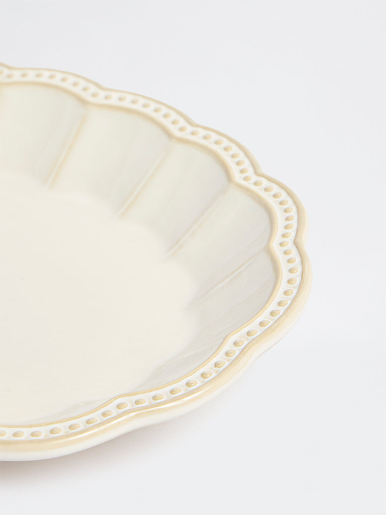 Westside Home Off-White Vera Beaded Oval Platter