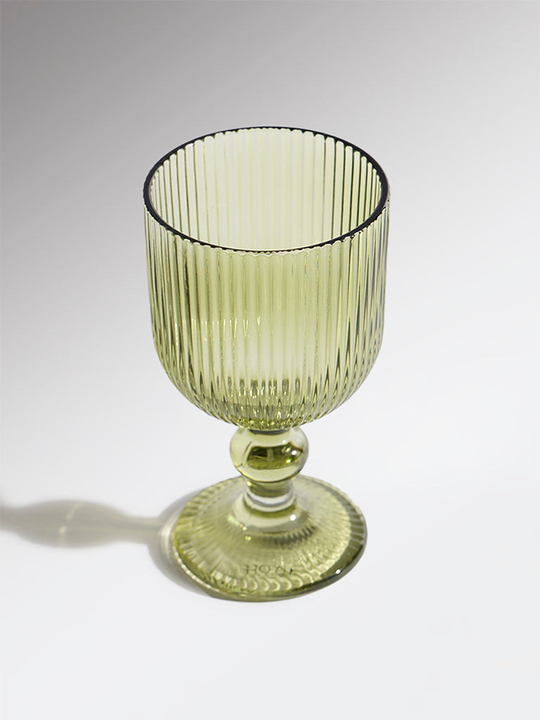 Westside Home Green Ribbed-Textured Wine Glass